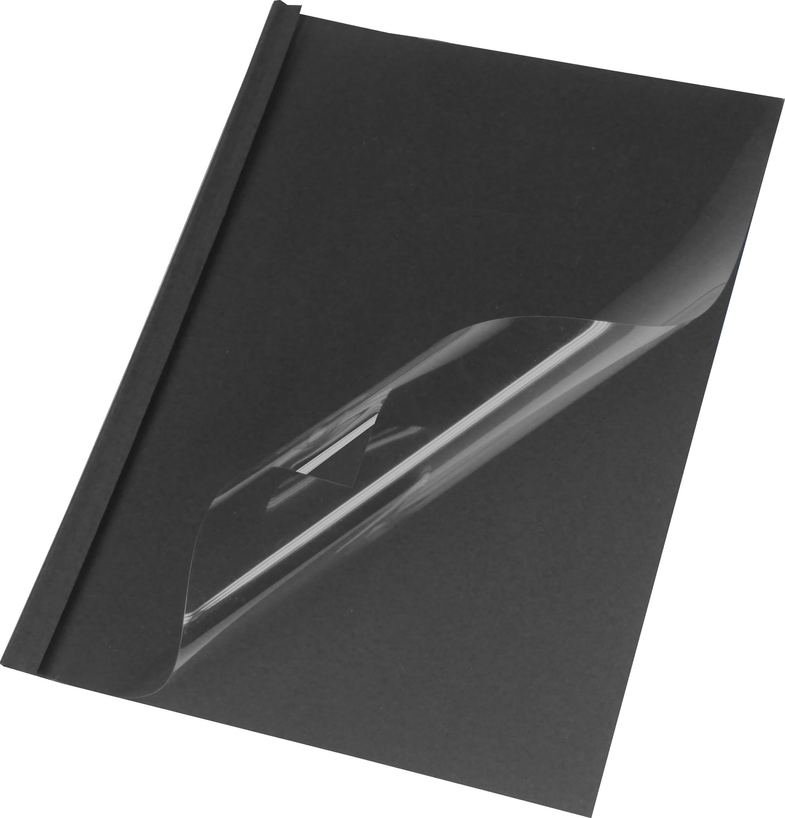 Thermobindemappe Leinen A4, schwarz 6 mm, Vorderseite matt | Bestnr. LMG-BMDLEM-SW-R6