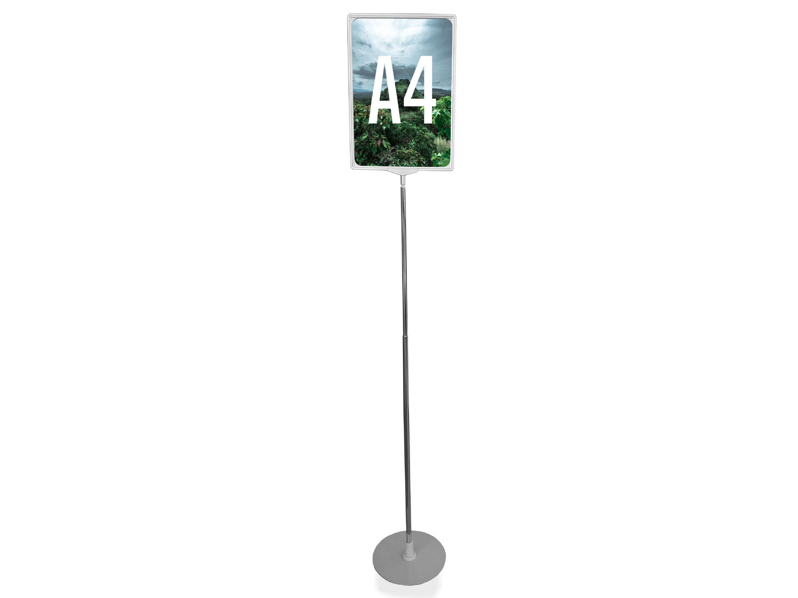 Plakatständer A4 Exclusiv komplett silber  Standrohr BD T-Stück Laminatrahmen (1 Set) Plakatständer A4 Exclusiv komplett silber  Standrohr BD T-Stück Laminatrahmen (1 Set)