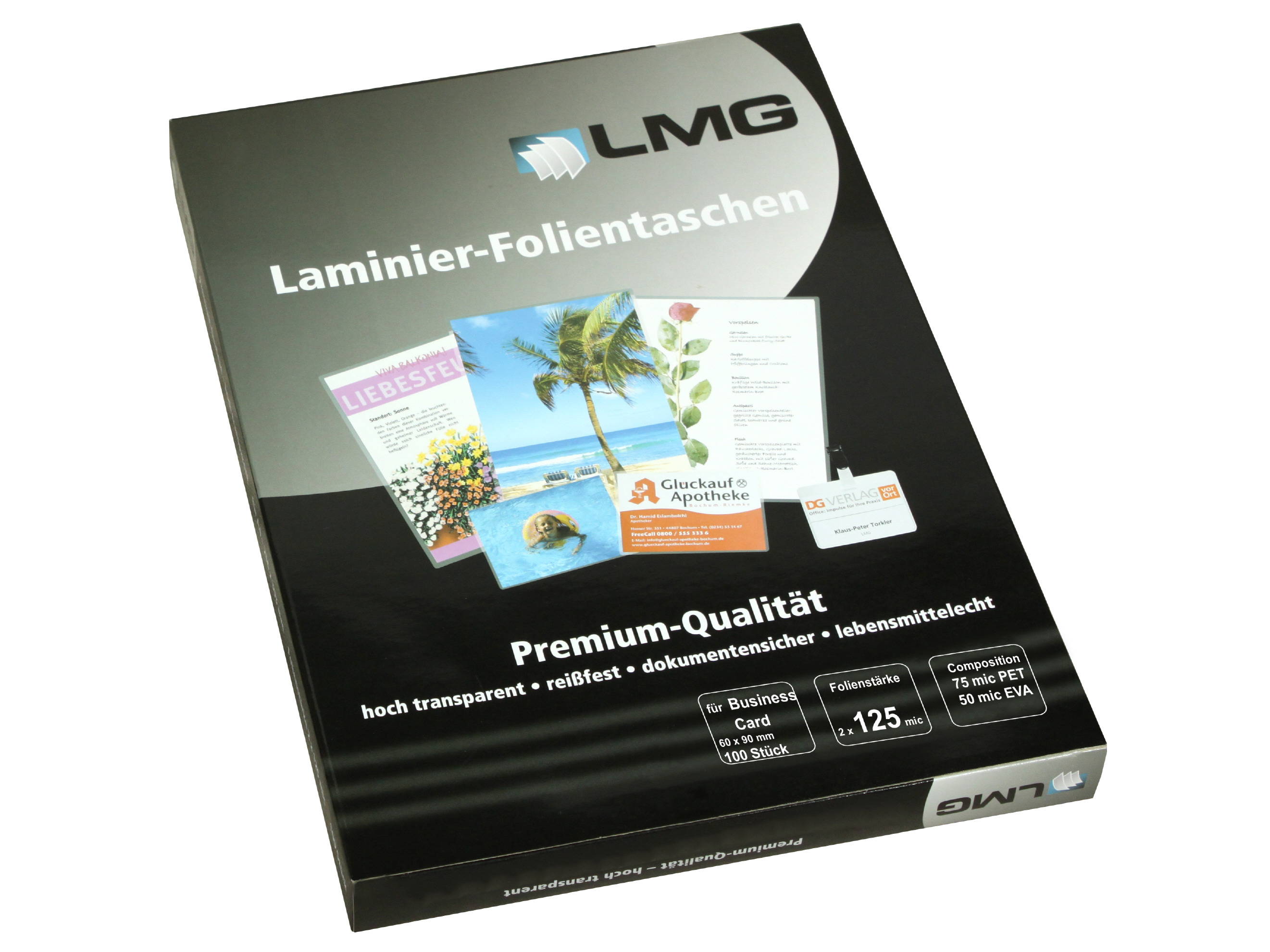 Laminierfolien Business Card (60 x 90 mm), 2 x 125 mic, glänzend (100 Stück)
